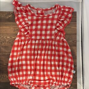 Posh Peanut Red and White Checkered Baby Romper